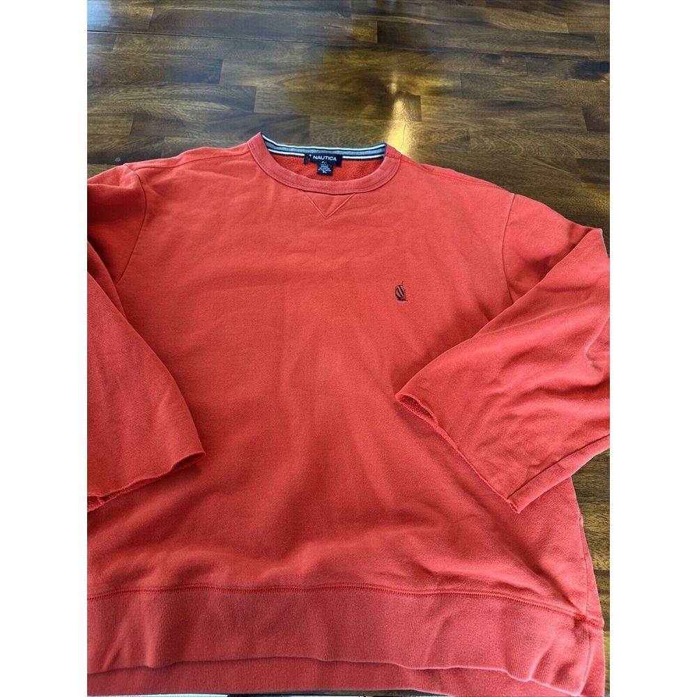 Vintage Red Nautica Sweatshirt‎ Mens Adult  Xl Cut Off Sleeves